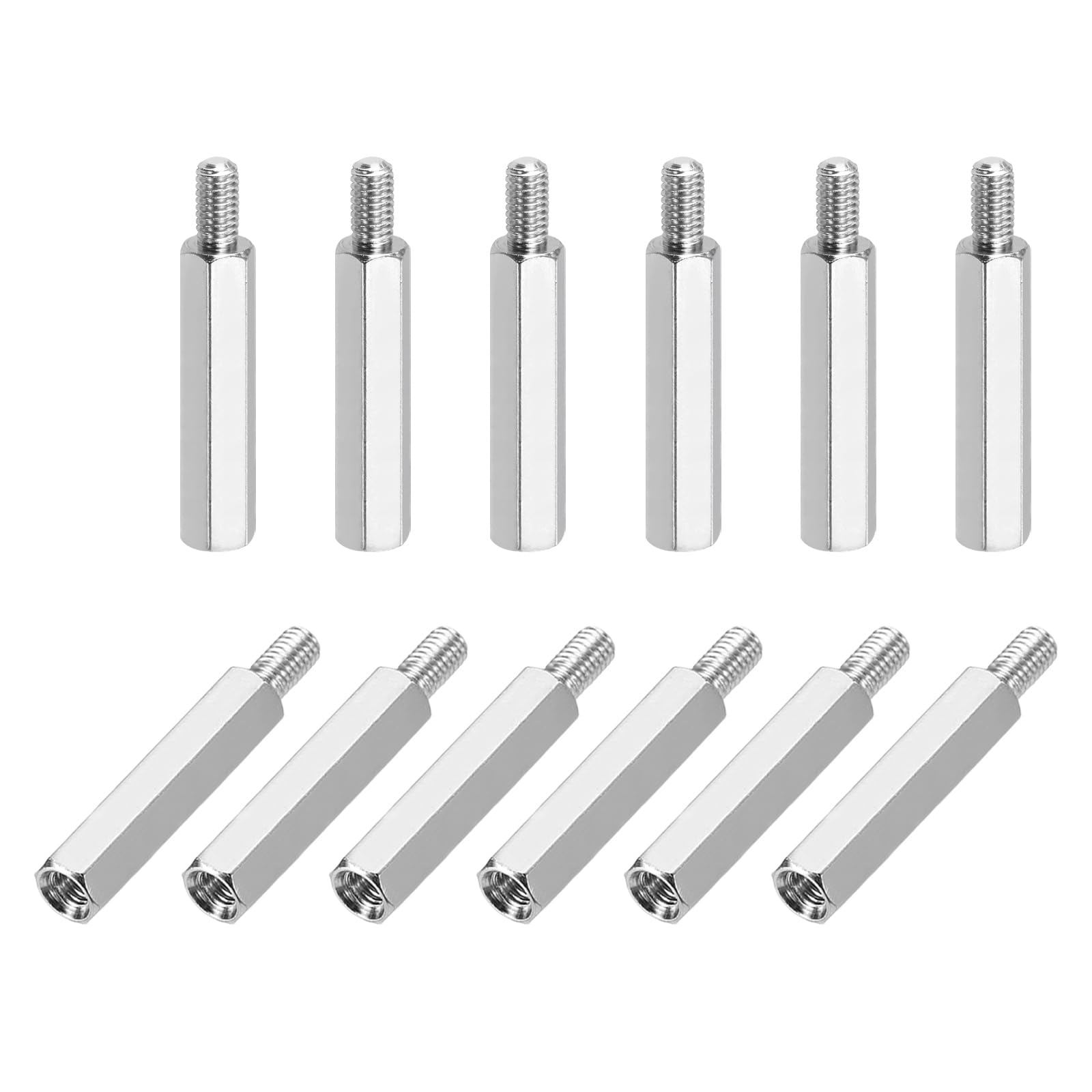 sourcing map Hex Spacer Screws, M3x22mm+6mm Male to Female Thread Brass Nickel Plated Motherboard Standoffs Spacer Pillars for PCB Circuit Boards FPV Quadcopter Drone DIY, Pack of 12