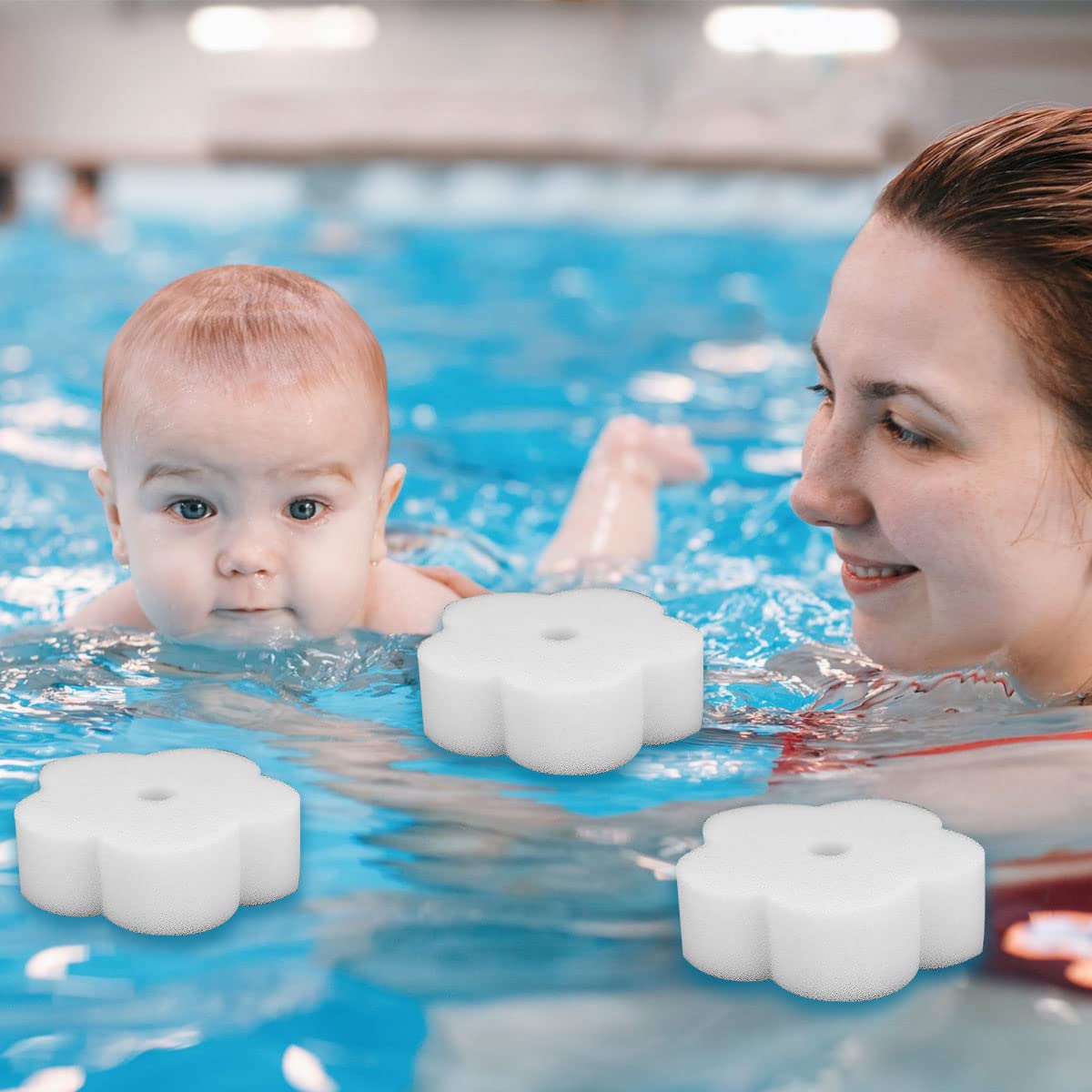 Éponge Absorbant l'Huile pour Piscine 12 Pièces en Forme de Fleur