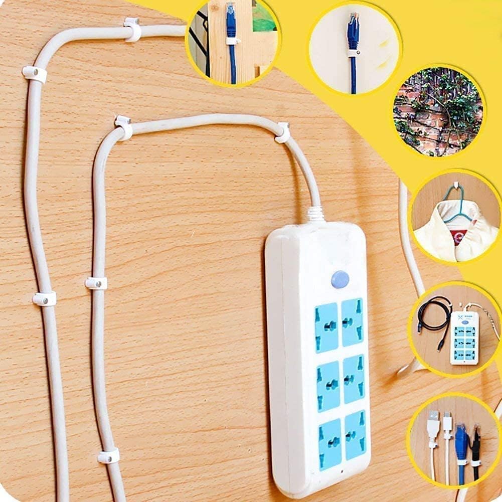 CCBORN 200 Pcs Plastic Cable Clips with Steel Nails Wire Organizer Clamp for Electrical, Ethernet, and Coaxial Cables Durable U-Shaped Nail Clips for Wall and Floor Mounting 2