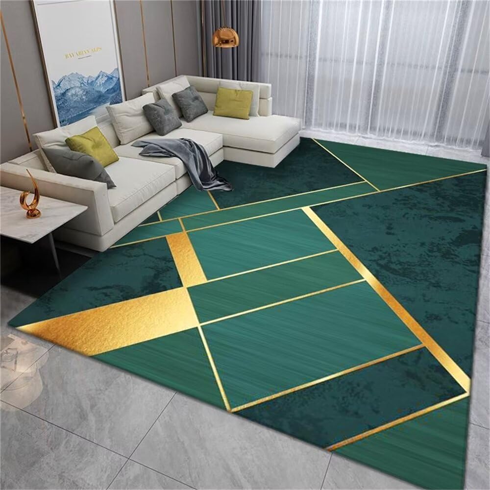Tapis lavable en machine antidérapant et résistant vert salon