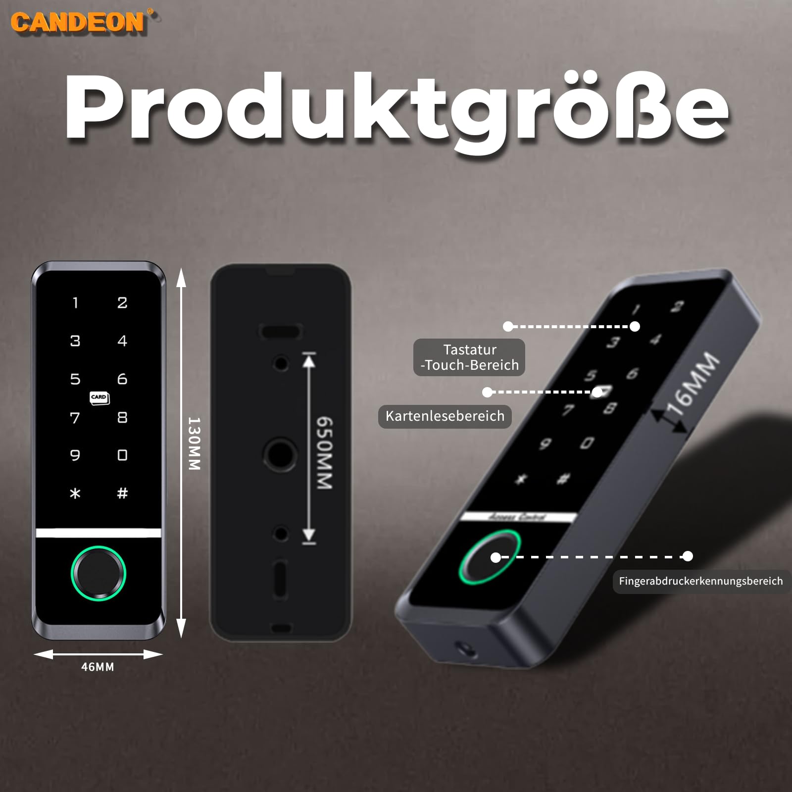Elektronisches Smartes Türschloss, RFID/Tuya-App/WiFi Zugangskontrolle Tastatur Fingerprint Türöffner, Wasserdicht Touchscreen Codeschloss für Außen- und Innenbereich, 125 kHz /13,56 MHz
