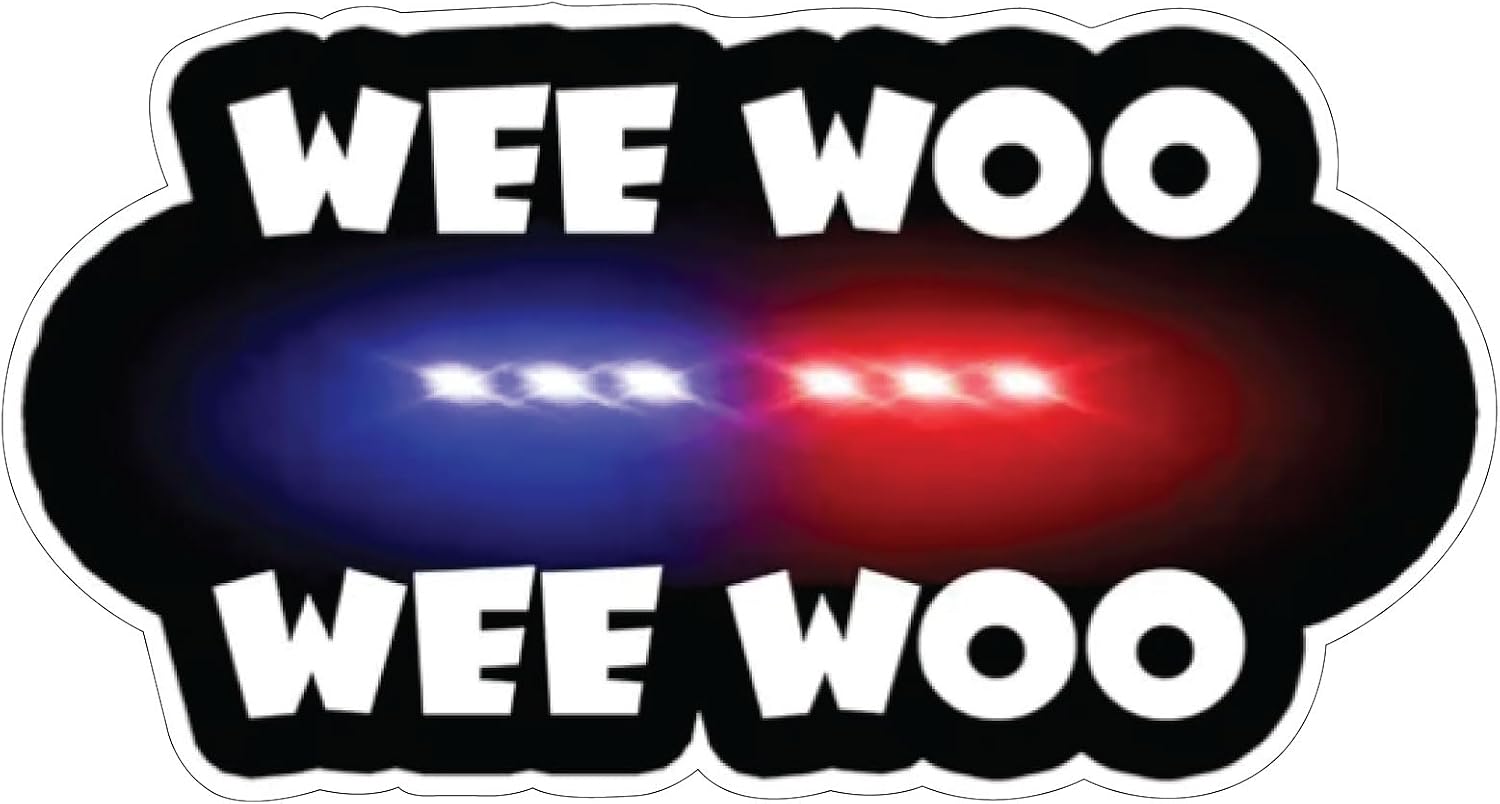 Wee Woo Flashing Police Lights Sticker, Eco-Friendly Vinyl, 3 Pack - 0326 - Rev up Your Style with These Eye-catching Decals, Perfect for Vehicles, laptops (1)