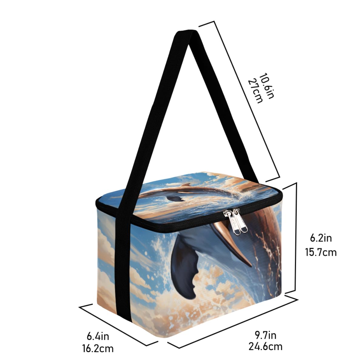 GzLeyigou Lunch Bags for Women Men 9 Cans,Ocean Dolphin Hot & Cold Food Delivery Bag Insulated Grocery Bag Insulated Lunch Box Aquatic Animal Cooler Bag for Office Work Picnic Beach