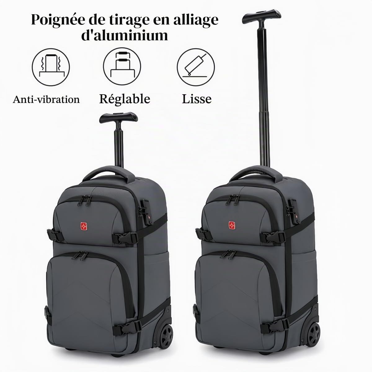 Sac à Dos à Roulettes pour Ordinateur Portable, Sac a Dos Voyage Antivol pour Voyage/Affaires/Université/Femme/Homme