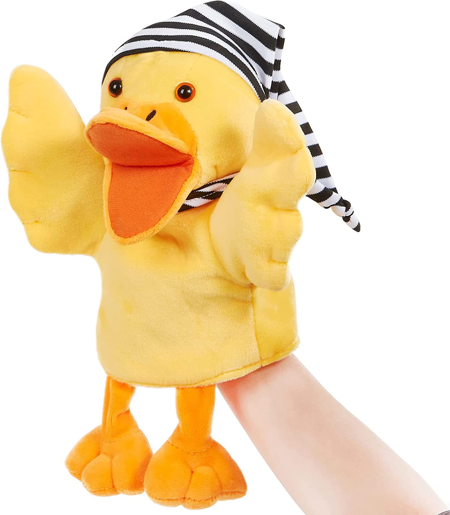 Duck Hand Puppet Vivid Plush Interactive Toy Yellow Hand Puppet with Movable Mouth- Hand Puppets for Kids All Ages, 12.5 inches (Duck)