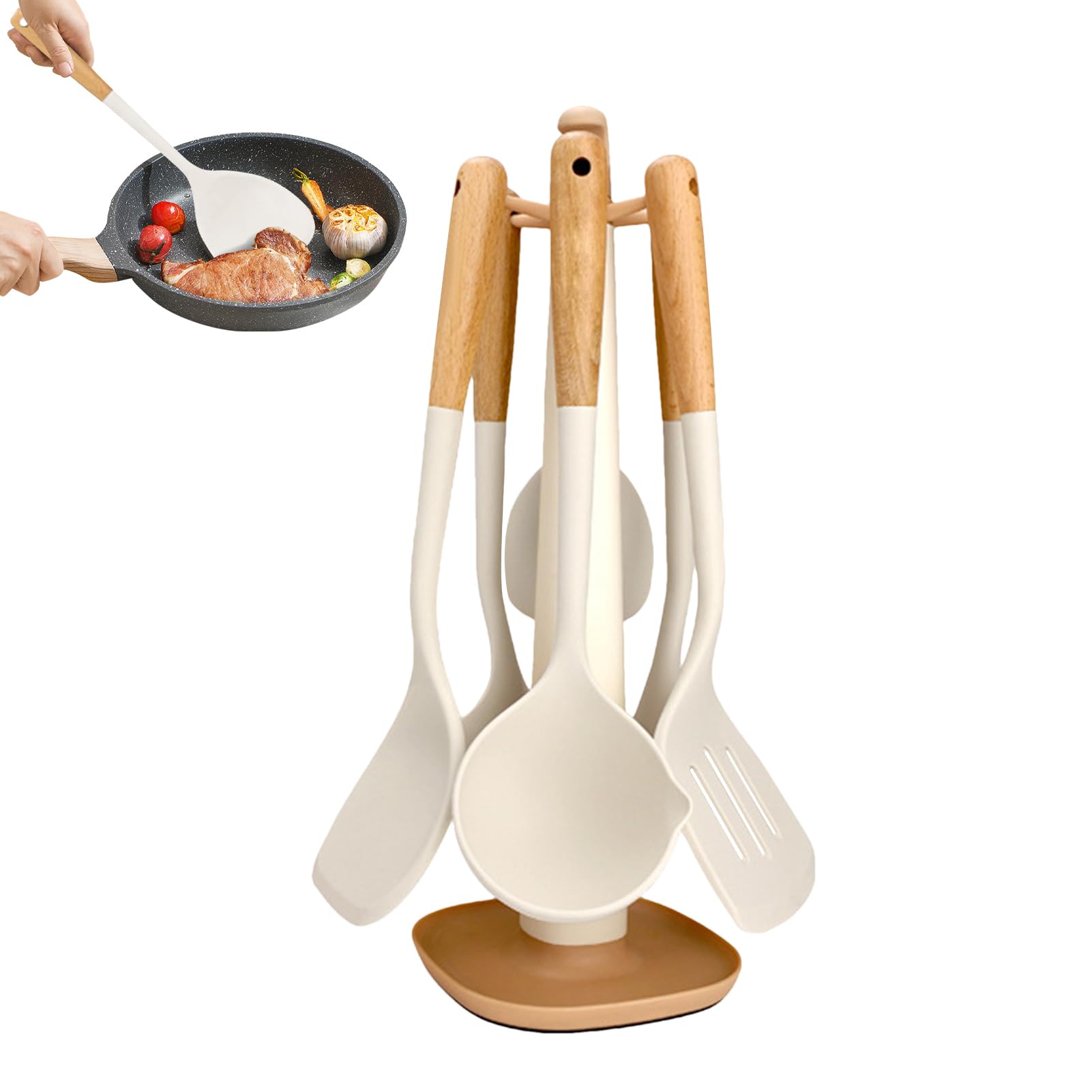 Set De Espátulas De Silicona silicona alimentaria antiadherente | set utensilios cocinar Accesorios de cocina para sartenes hornear freír camping