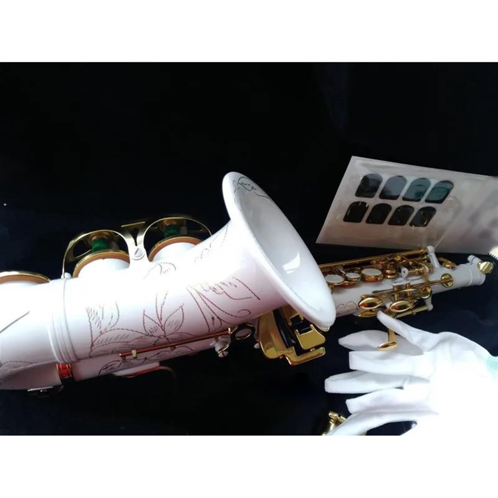 Professionale Sassofono Sassofono Soprano Curvo Bianco Bb Gold Key Sax Strumento A Fiato Alto Con Custodia Spazzola Per Cinturino Per Ance Per Sassofono Soprano