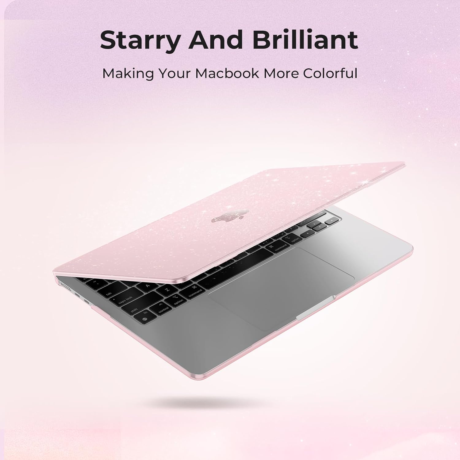 EooCoo Case Compatible with MacBook Air 13 inch 2026 2025-2022 Release M4 M3 M2 A3240 A3113 A2681, Glitter Hard Shell&Keyboard Skin Cover&Screen Protector for Mac Air 13.6 inch Case, Sparkly Baby Pink - Image 5