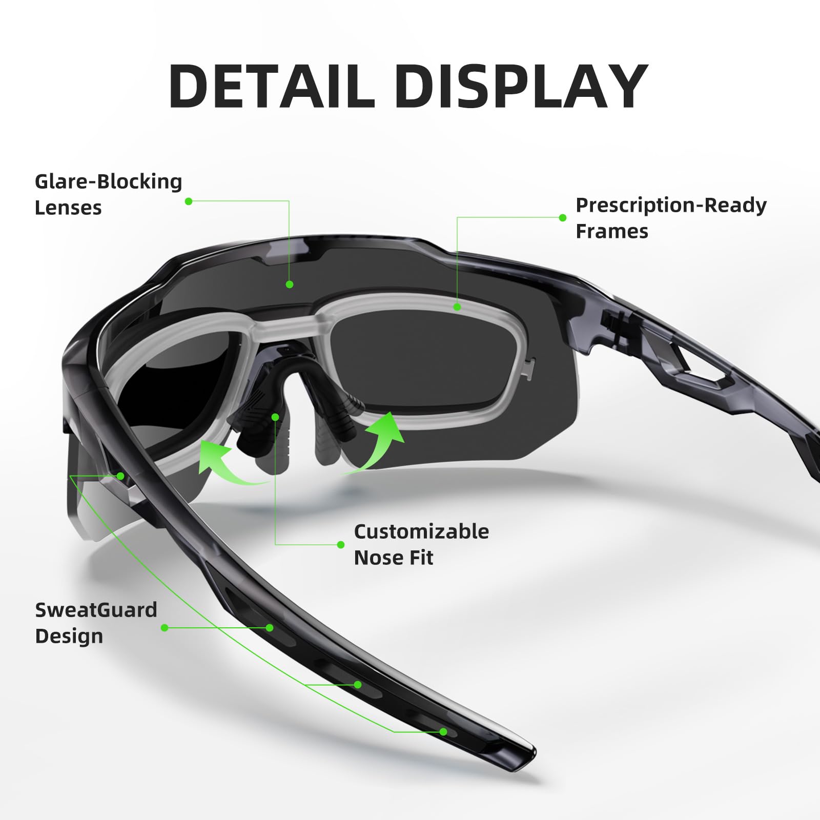 HAAYOT Gafas de sol deportivas polarizadas para hombres y mujeres, protección UV, béisbol, ciclismo, correr, conducir, pescar