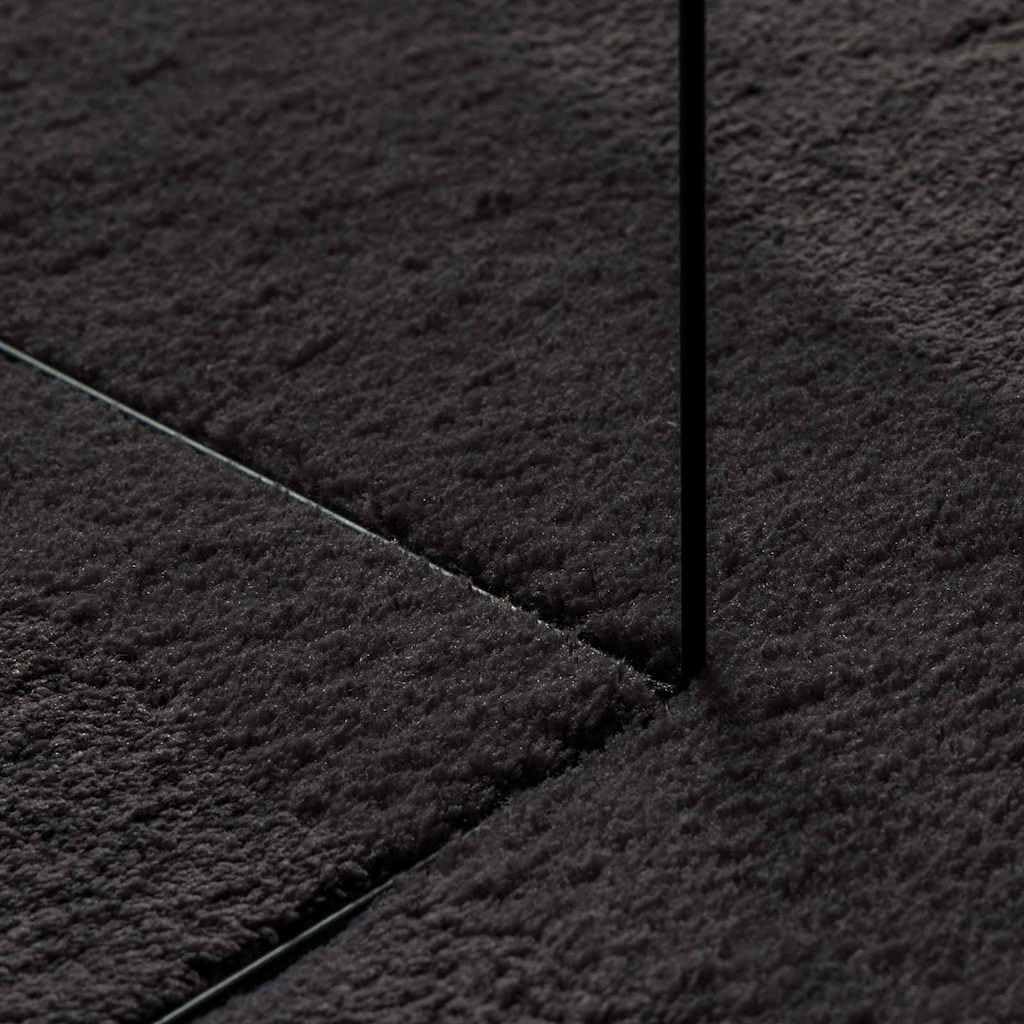 HUARTE Tapis ovale 160 x 230 cm - Tapis de salon moderne en polyester résistant - Antidérapant et facile d'entretien - Pour couloir et salon - Noir