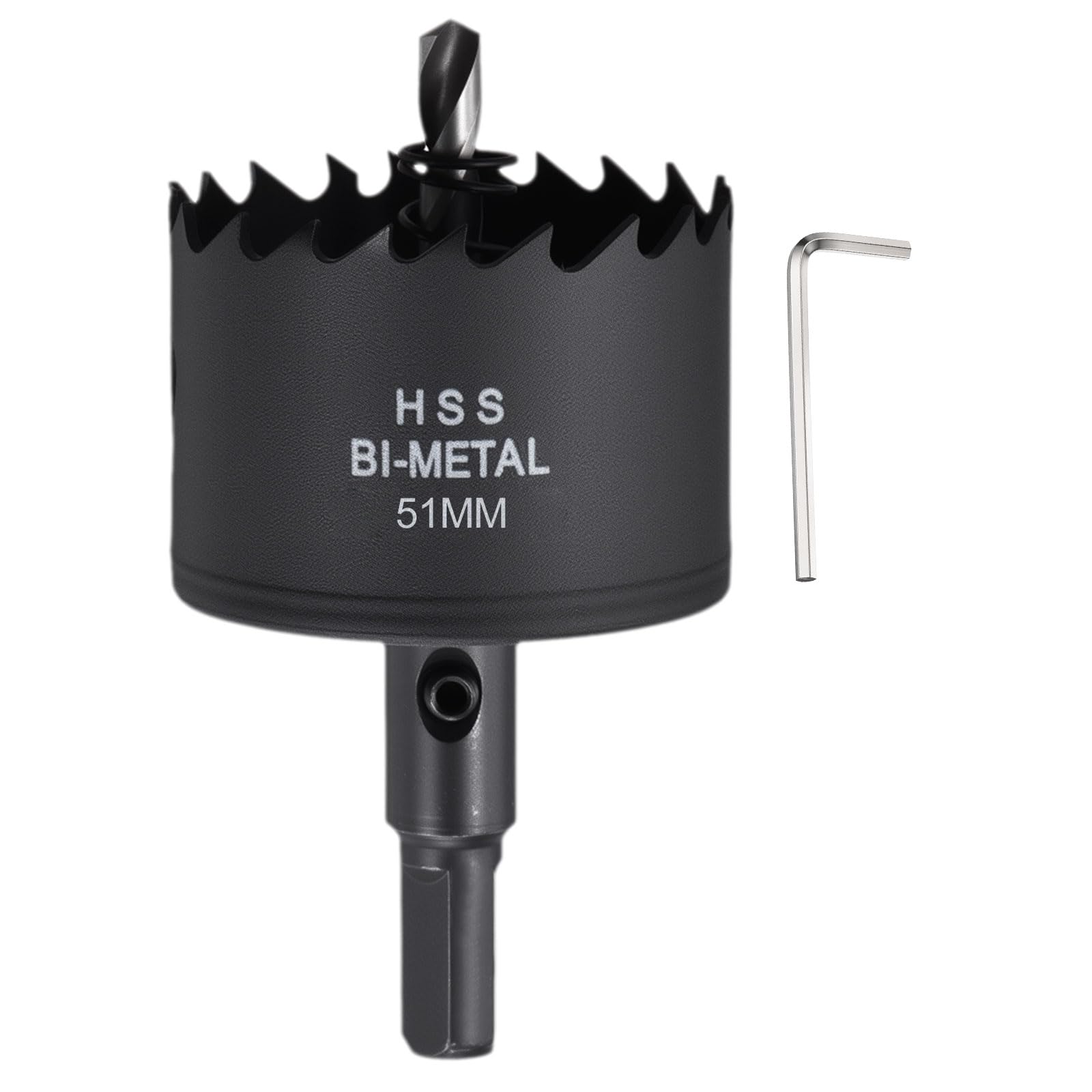 CoCud 2"(51mm) Hole Saw, M42 Bi-Metal Hex Shank Hole Cutters Drill Bit with Spring - Cutting Tool for Thick Metal Board Alloy Steel Plate. Black