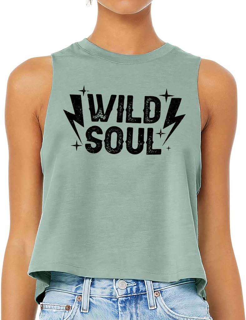 Wild Soul Racerback Cropped Tank - Minimalist Women's Tank - Lightning Tank Top