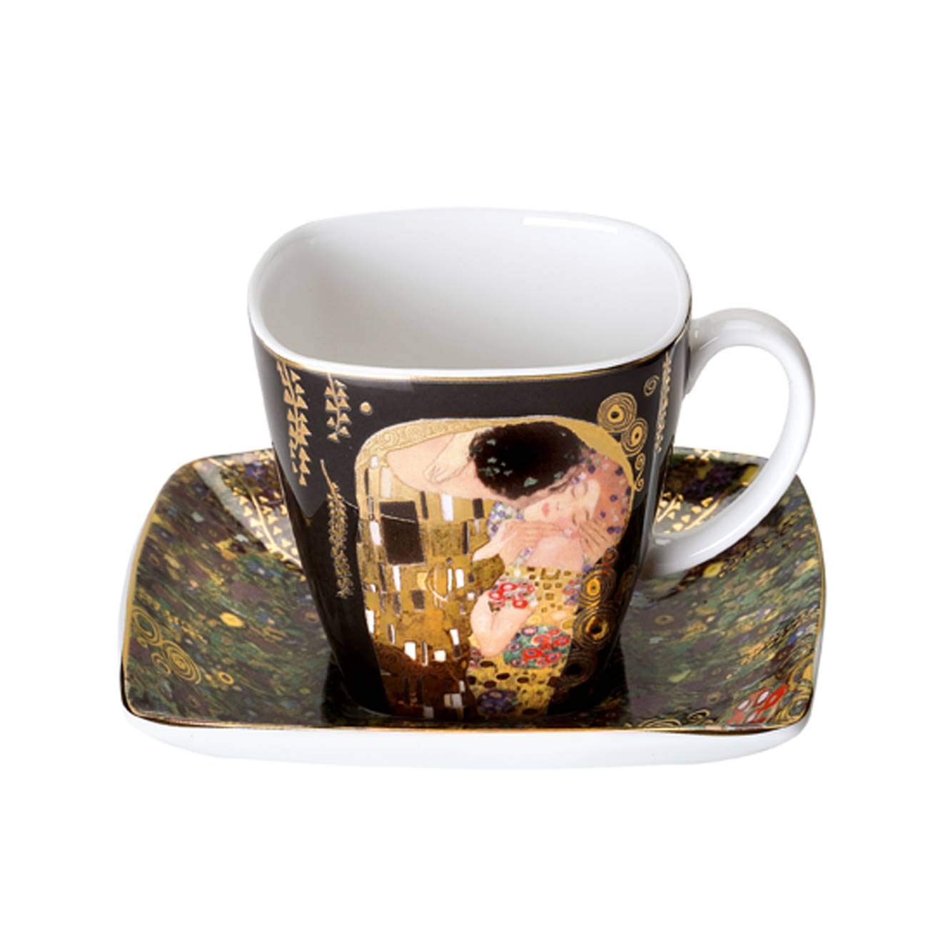 CREAFLOR HOME 2er Set Gustav Klimt Espressotassen Der Kuss Adele Bloch-Bauer Goebel Porzellan