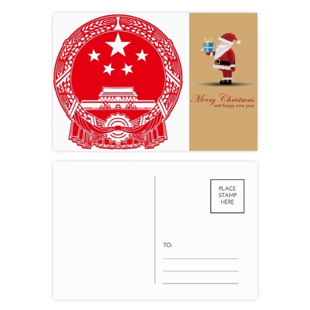 Cartes postales emblème chinois rouge Père Noël en impression supérieure satinée