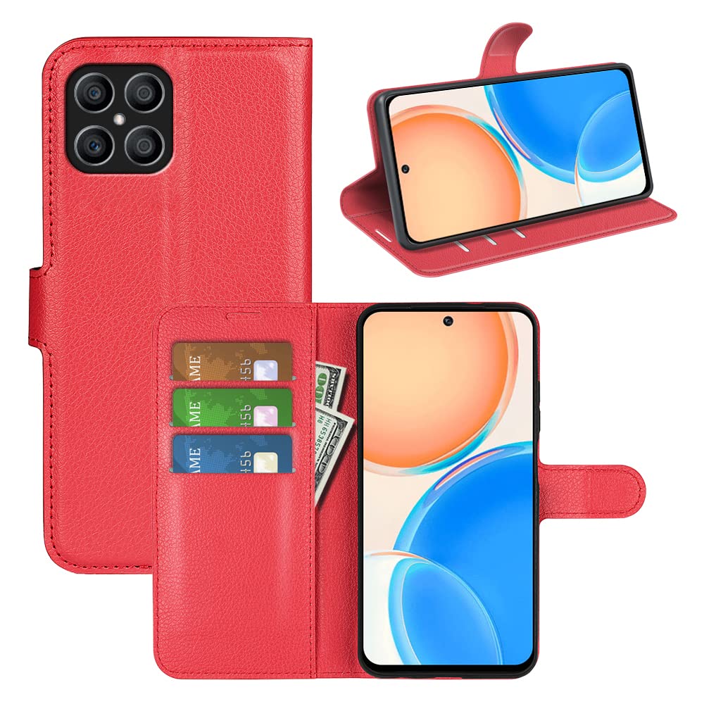 Fertuo Cover Per Honor X8, Custodia Cover A Libro In Pelle Portafoglio Con Porta Carte E Chiusura Magnetica [Interna In Silicone] Flip Case Per Honor X8, Cachi
