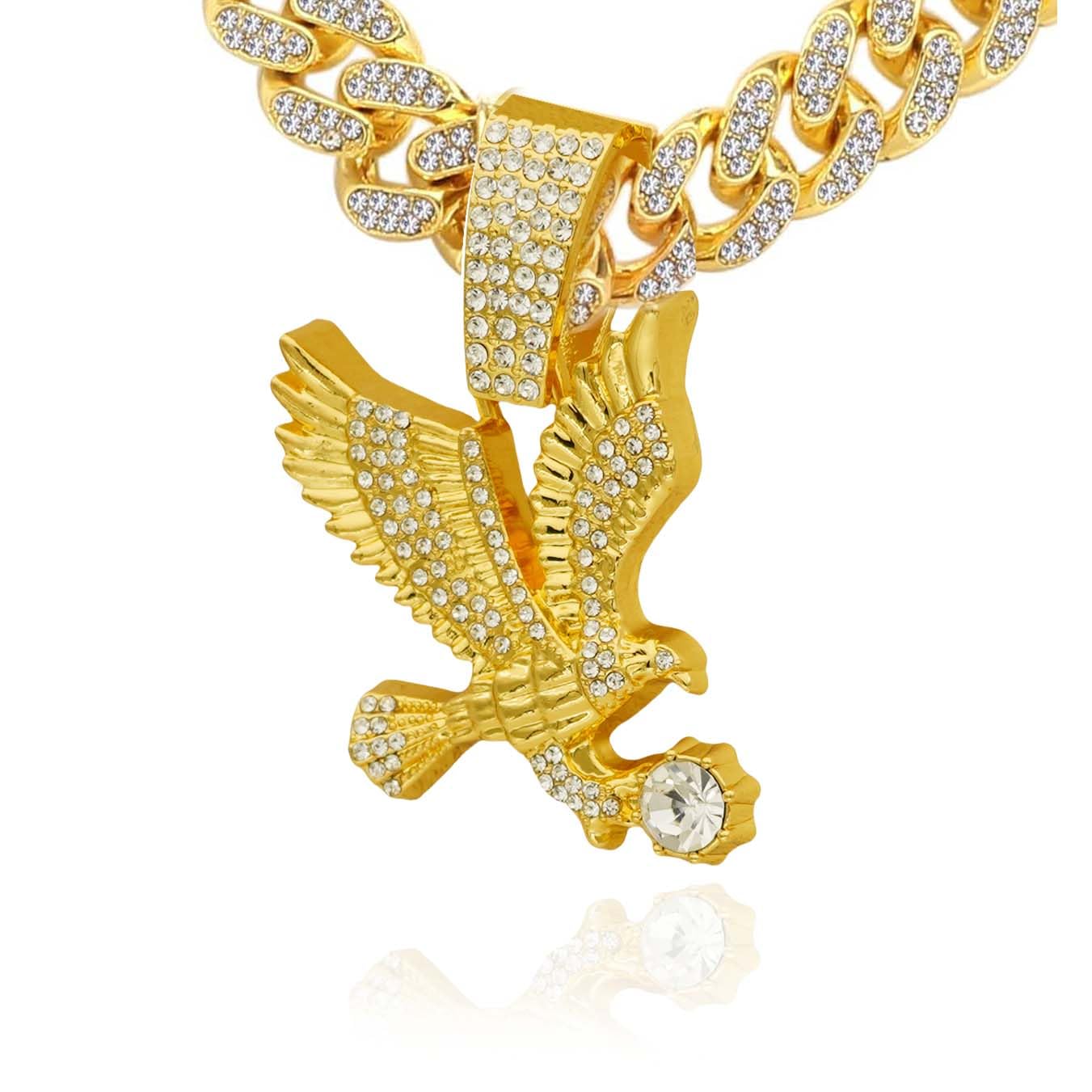 Men's Iced-out Cuban Link Chain,Diamond Pendant Choker Necklace Rapper Hip-hop Jewel