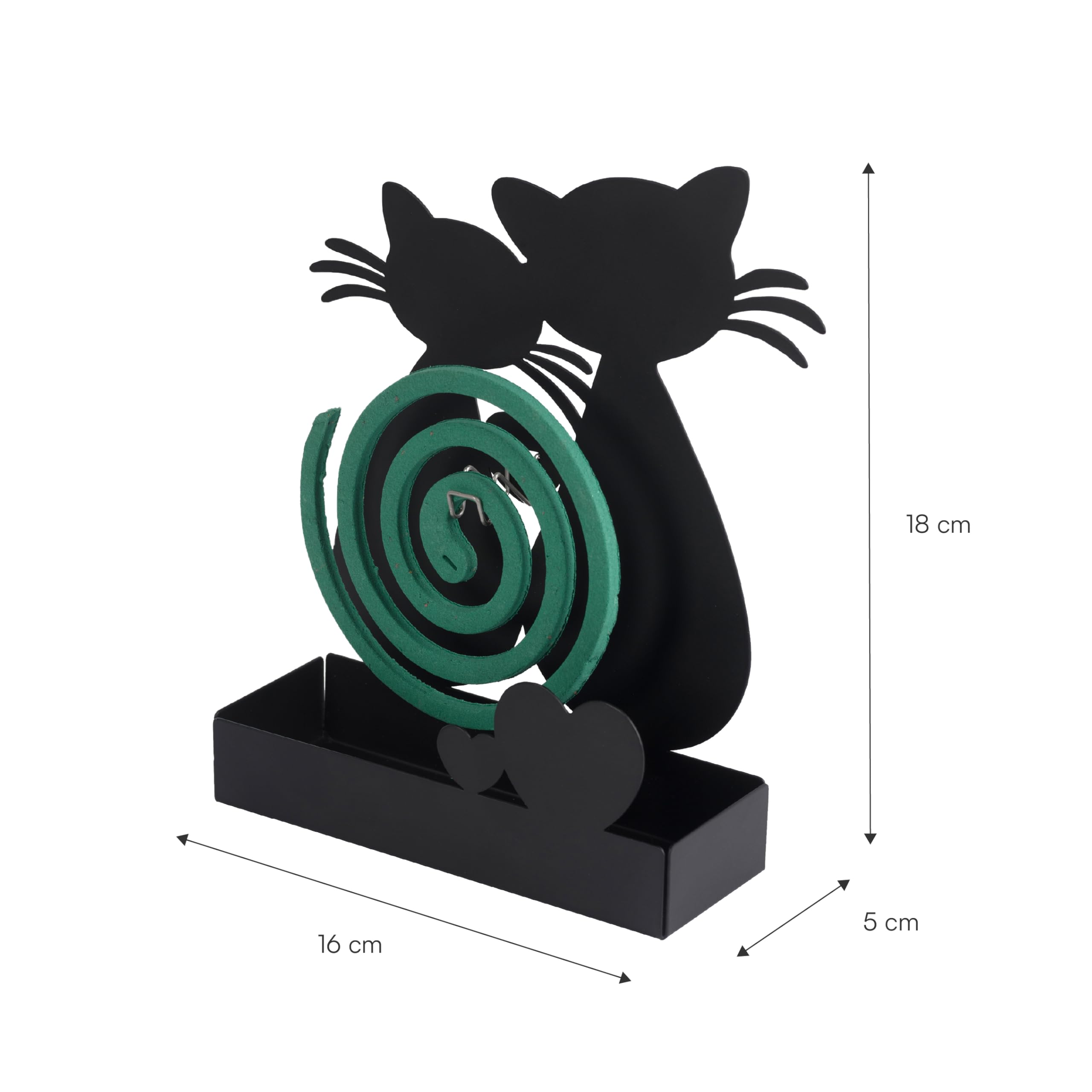 Uchwyt spirali do wędzenia spirala na komary metal czarne koty. Uchwyt spirala na komary do użytku wewnątrz i na zewnątrz 16 x 5 x 18 cm