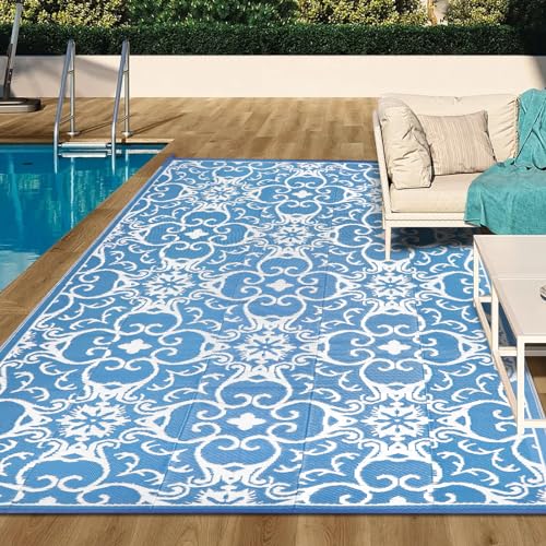Famibay Outdoor Rugs for Patios Waterproof Garden Rug Large 180x270cm Reversible Mat Lightweight Camping Rug Outdoor Area Rug for Balcony Deck Backyard Porch Beach BBQ