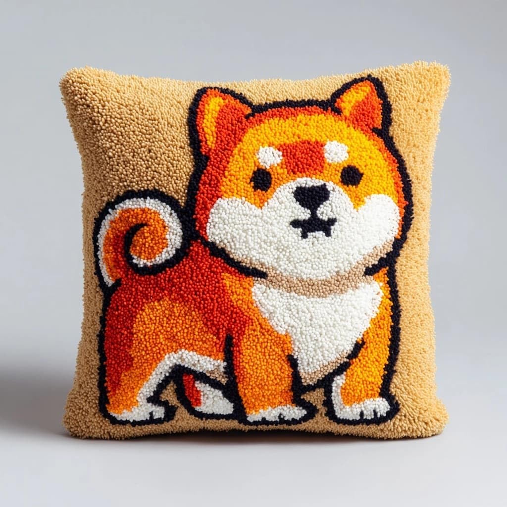 Henypt Latch Hook Kits-C Latch Hook Pillow Case Embroidery Kits, Dog