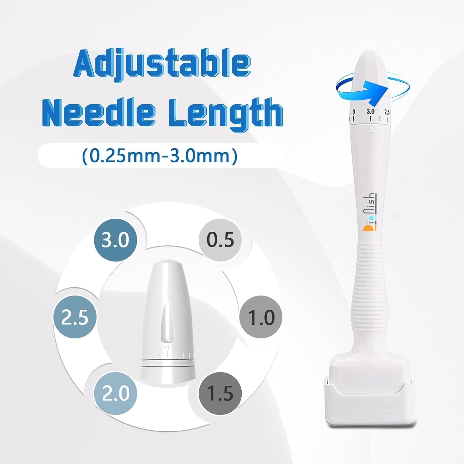 DipNish Derma stamp for Hair Regrowth 140 Titanium Adjustable Micro Needle, Facial Derma Roller with microneedling Kit for Face, Skin Repair & Beard Growth, Reusable derma pen 1