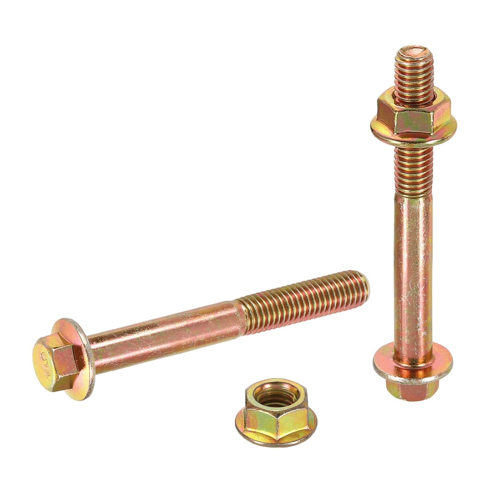 sourcing map M8 x 70mm Flanged Hex Head Bolts, 5Pcs Zinc-Plated Carbon Steel Flange Hexagon Screws with Nuts, Partially Threaded, for Machinery Industry Home Appliances