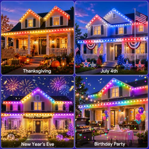 200FT Permanent Outdoor Lights for House, Christmas Halloween RGB+IC Lights - image 7