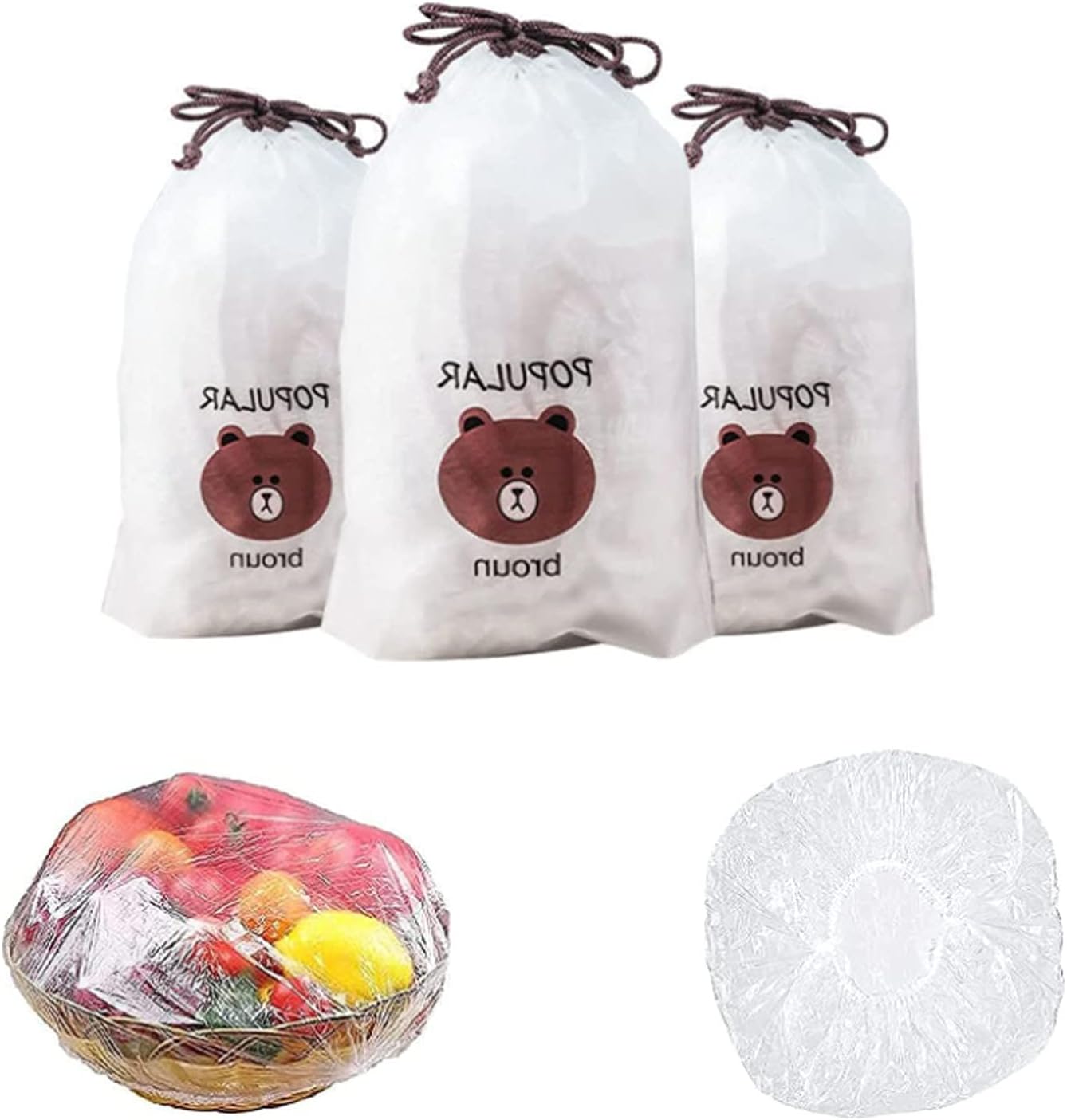 GAFSGAFS Fresh-Keeping Bag, 100 Pcs Food Lid, Reusable Elastic Plastic Bag, Universal Kitchen Packaging Sealing Lid, Used For Leftovers And Meal Preparation (300pcs) (KY-441)