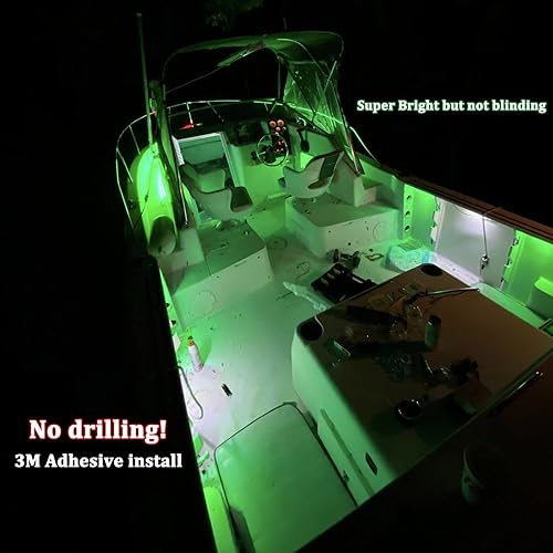 Miniatura 3 de Boaton Luces LED marinas de la pesca de la noche, ninguna perforación instala luces de cortesía de la cubierta del barco, verde