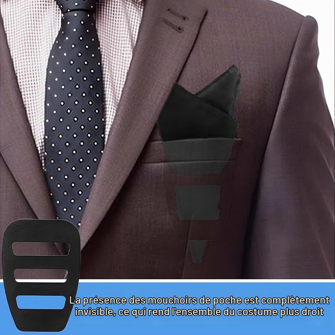 4 Pochette Costume Homme, 1 Porte-Mouchoirs, Mouchoir de Poche Costume Homme avec Support Carré, Écharpe carrée en soie, Support Carré pour Mariage, Smokings, Costumes, Cîner, Vestes
