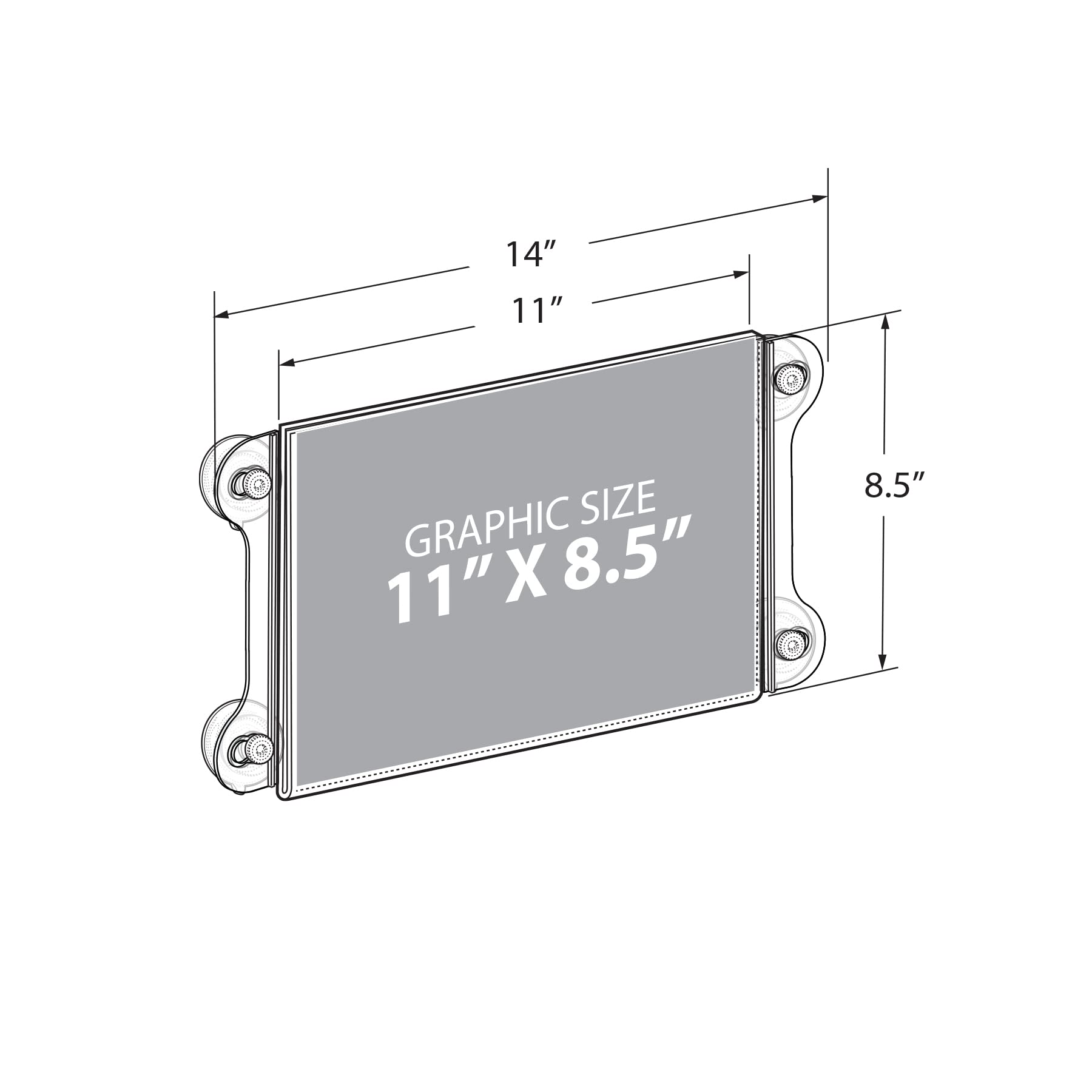 Azar Displays 106615-2pack 11" W by 8.5" H Acrylic Sign Holder with Suction Cups (Pack of 2), Clear, 11 in W x 8.5 in H - Image 4