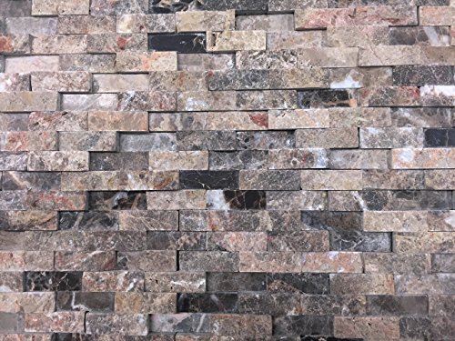 Emperador Splitface Mounted Marble Mesh Glazed And Textured Mosaic In Brown #TOP2