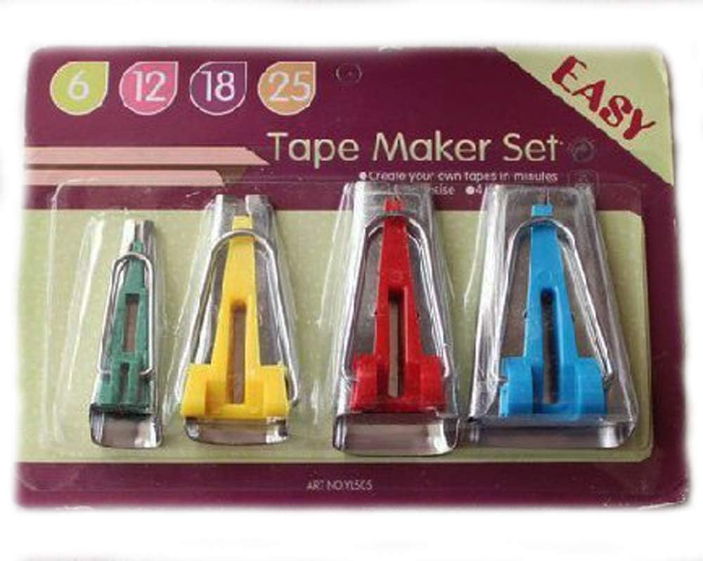 Premium Set 4 Sizes Fabric Bias Tape Makers - 6mm 12mm 18mm 25mm in A Pack