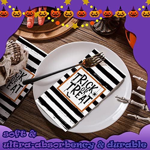Hotop 100 Halloween Disposable Paper Napkins Black Orange Trick Or Treat Party Supplies Bathroom Decorative Hand Towels Decoration For Events #TOP4