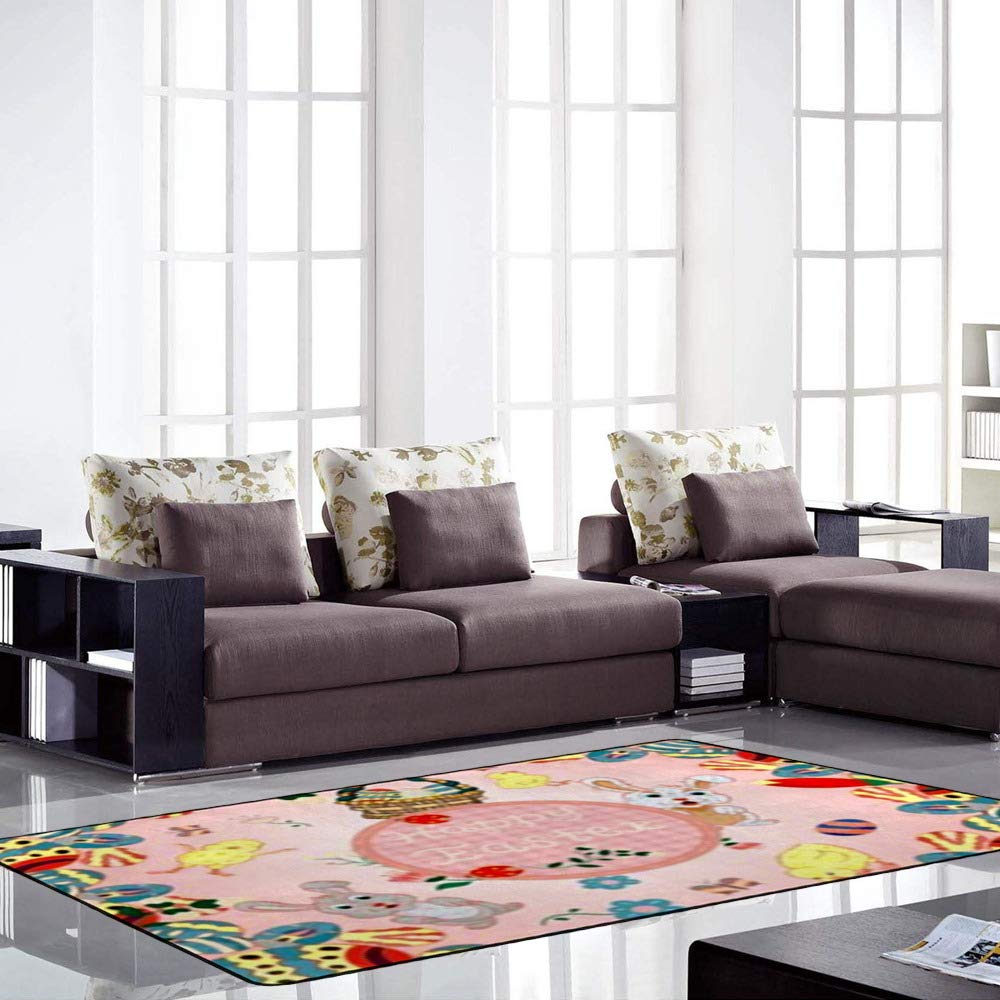 Tapis de surface design Pâques 180x120 cm en polaire salon chambre