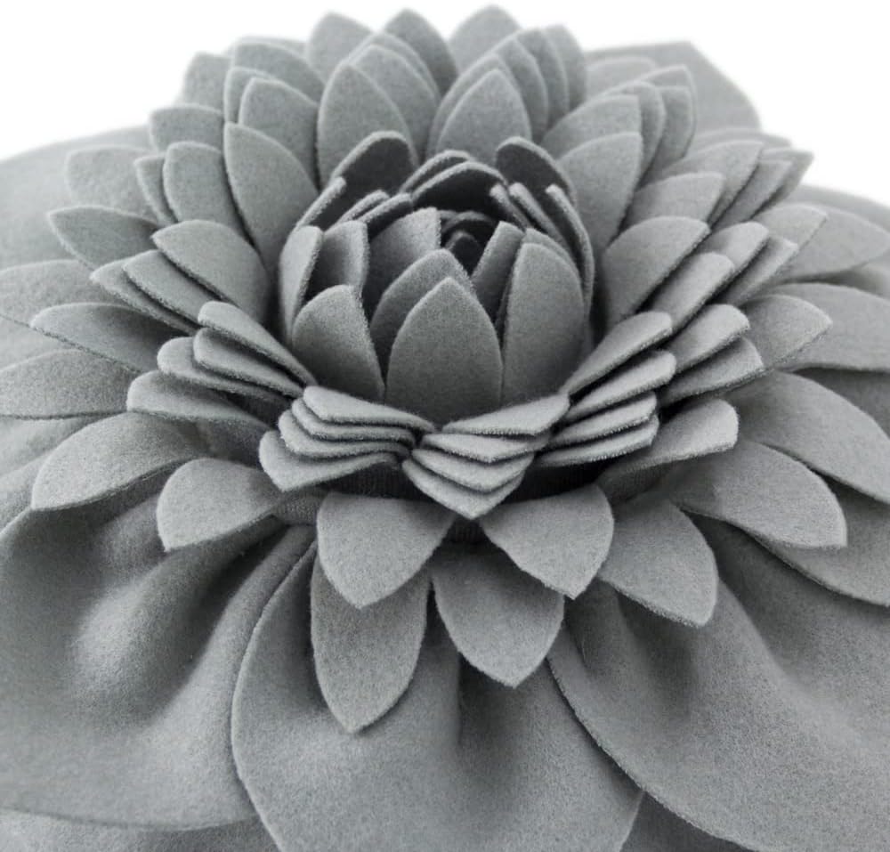 OiseauVoler 3D Flower Throw Pillows with Insert Included Decorative Handmade Accent Round Pillow Cushion for Couch Bedroom Aesthetic Home Decor 14 Inch Gray