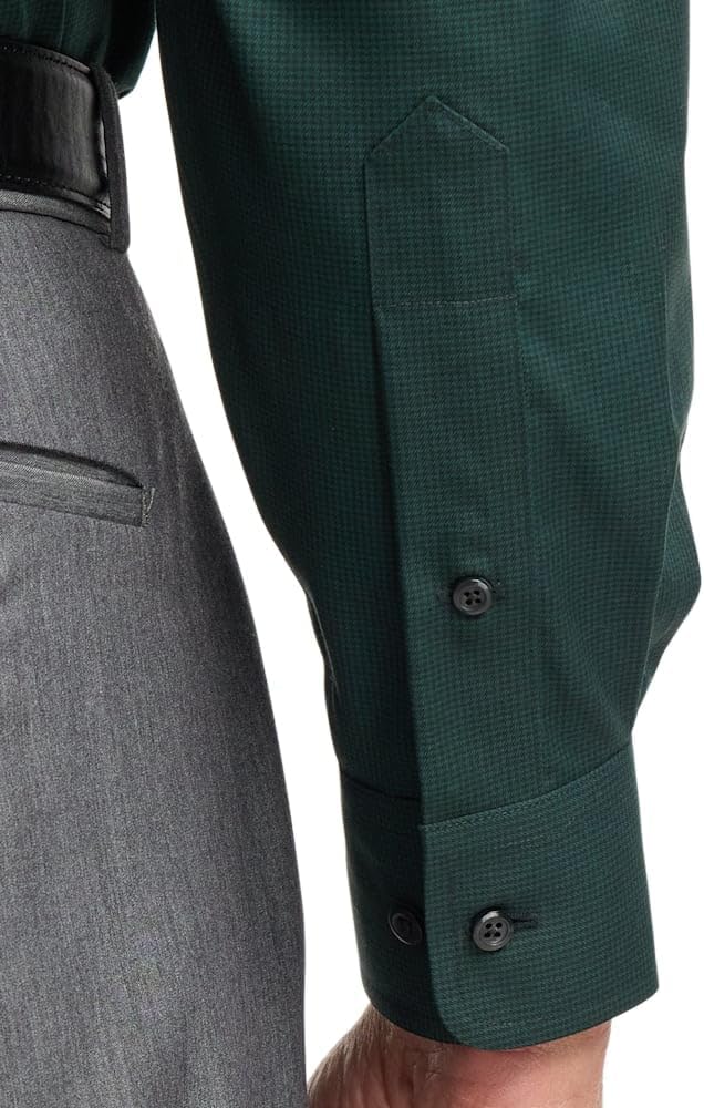 Paul Fredrick Men's Classic Fit Non-Iron Cotton Houndstooth Dress Shirt