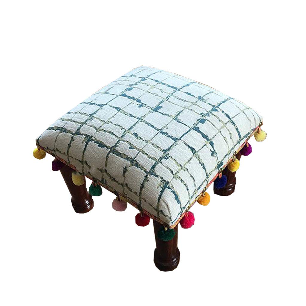 Tabouret de maquillage ottoman et repose-pieds rétro avec 4 pieds stables en bois massif