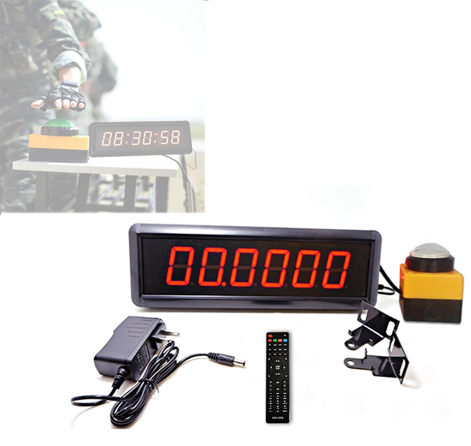 McbeAn Minuterie De Remise en Forme, Minuterie D'intervalle, Compte À Rebours De Défi De Jeu À 6 Chiffres, avec Bouton Chronomètre Et Télécommande, Minuterie De Gymnastique pour Événements De Course