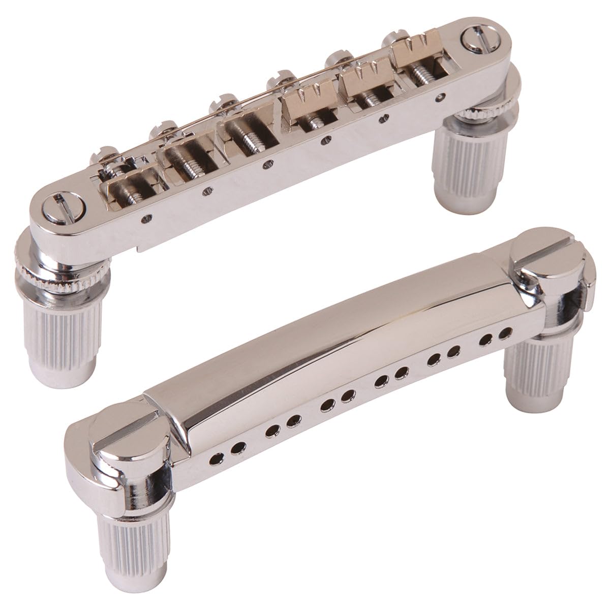 GUITAR TECH TAILPIECE AND BRIDGE - 12 STRING- CHROME