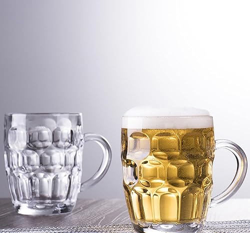 Miniatura 9 de TUSAPAM Dimple Stein - Juego de tazas de cerveza de 10 onzas con asa, tazas de cerveza de vidrio, aptas para lavavajillas y congelador,