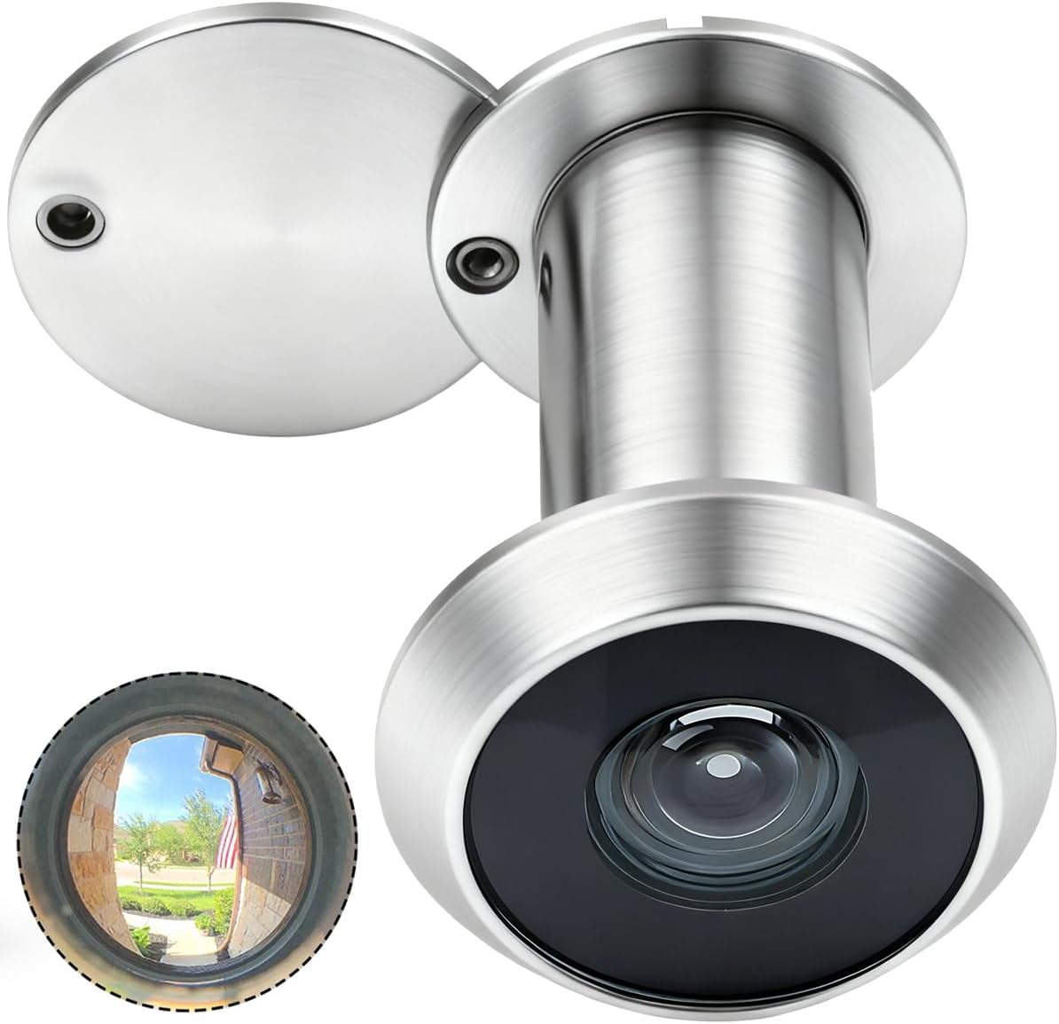 Earl Diamond - Peep Holes for Door, Solid Brass 200-Degree Door Viewer Peephole with Heavy Duty Rotating Privacy Cover for1-3/8" to 2-1/6" Doors Doors for Home Office Hotel, Satin Nickel