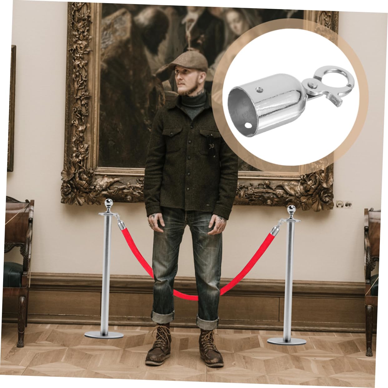 Uxcell 1.3" Stanchion Rope End Stopper Cord End Caps Barrier Rope End Cap Snap Hooks For Crowd Control Silver - View #4