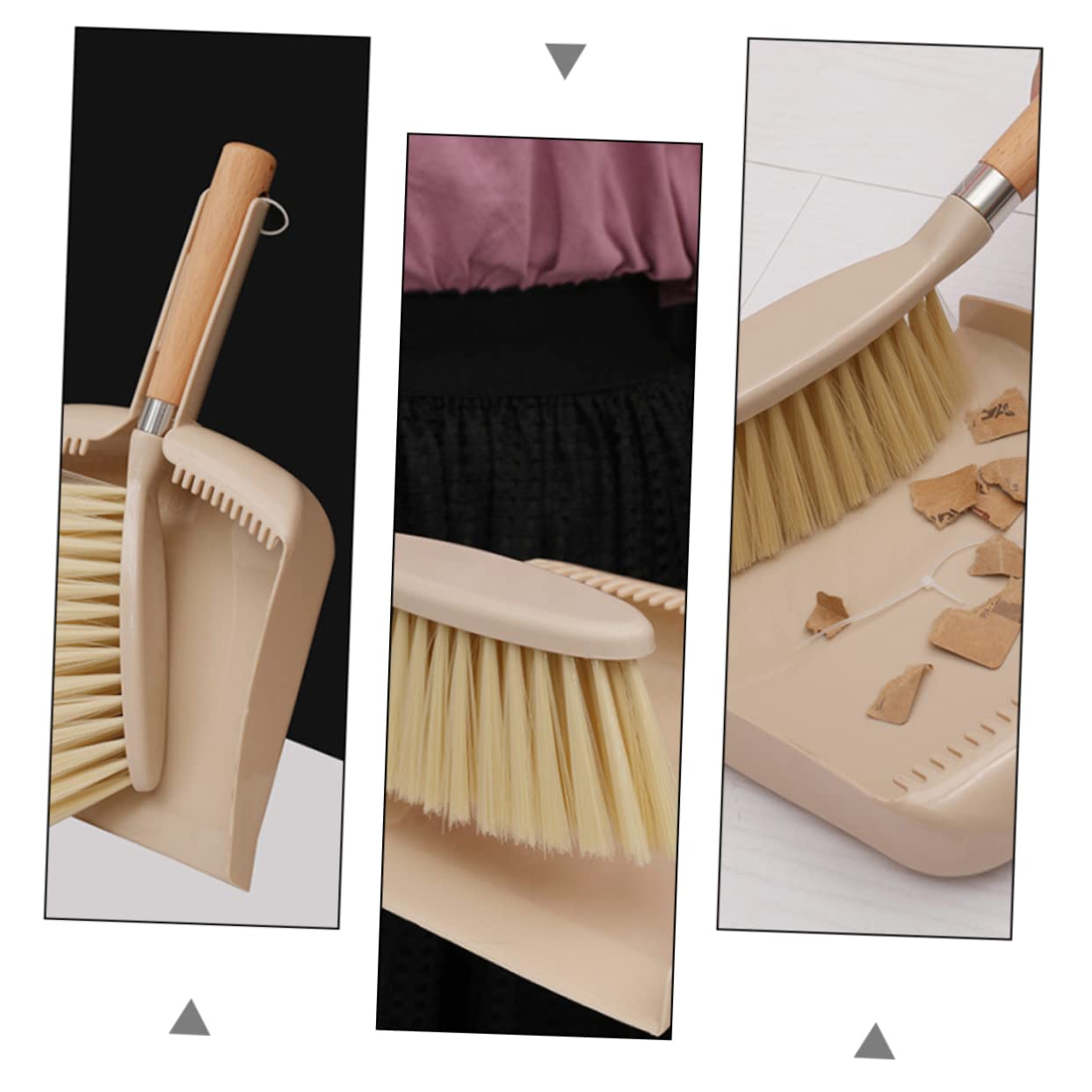 Auleset 2 pz piccola scopa da tavolo scopa per la pulizia della paletta per la pulizia degli angoli del tavolo - grigio 2pcs