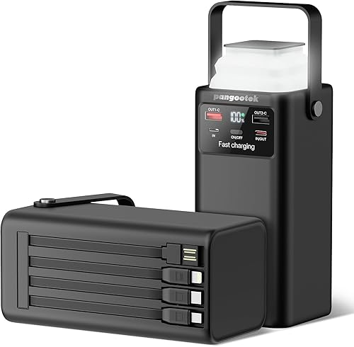 Estación de energía portátil 99Wh 27000mAh Cargador portátil Banco de energía con luz de camping 22.5W carga rápida QC 3.0 PD Cables integrados