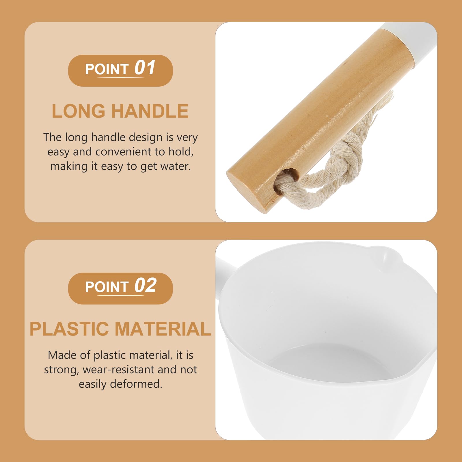 DOITOOL Long Handle Water Scoop Wooden Ladle Large Capacity Bailer for Sauna Kitchen and Bathroom Home Accessories - Image 4