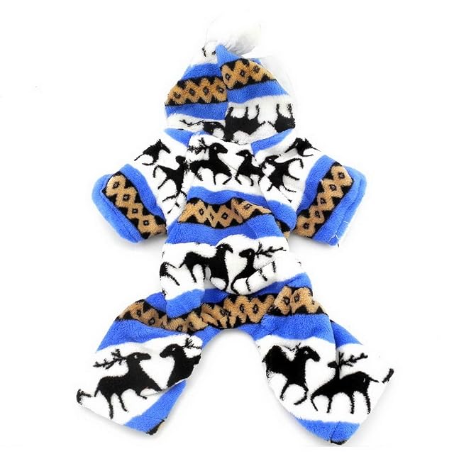 Foto 4 de 8 de Ranphy Pijama con Capucha para Perros pequeños y Gatos de Terciopelo Suave con Estampado de Renos Pijama…