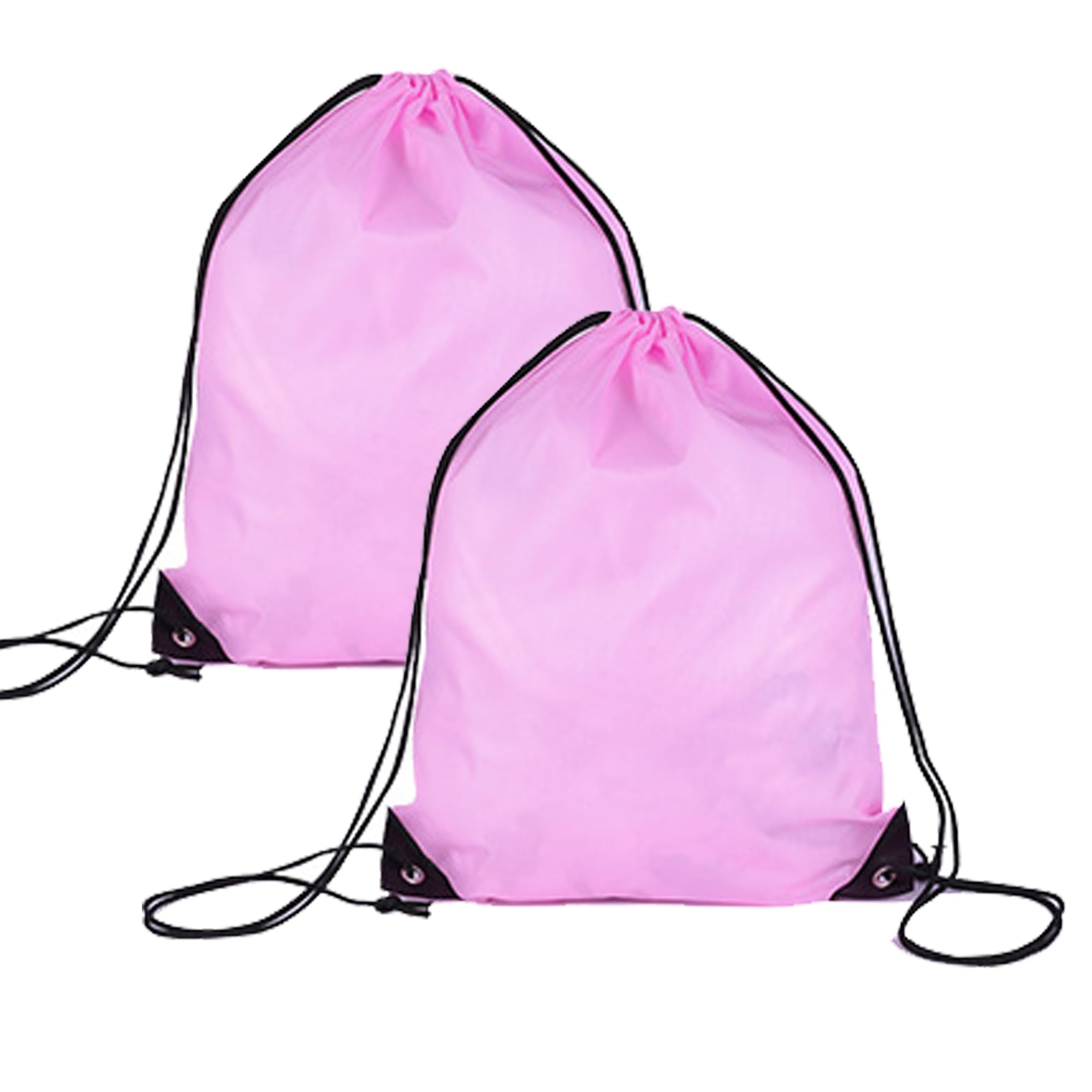Drawstring Backpack 2 Pcs Nylon Draw String Bag Gym Cinch Sack Drawstring Bags Sport Bag 6 Colors (Pink)