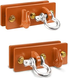 Tractor Bucket Hooks, Bolt On Clevis Mount with 1/2” Shackle, 5/16”Grab Hooks G70 Steel, Shackles Mount with Backer Plate, Heavy Duty Tow Hook for Car Truck SUV RV UTV Tractors Bucket(Orange)