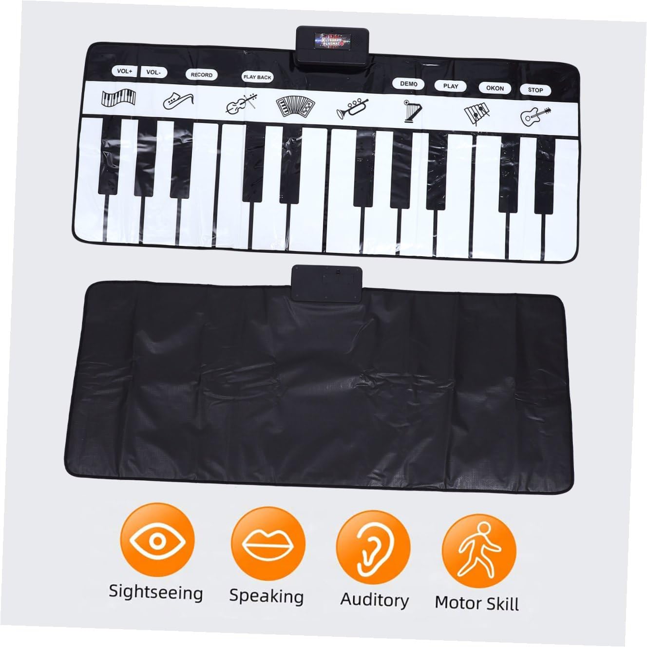 ibasenice Tappeto Musicale Pianoforte Nero Bianco Multifunzione Gioco Educativo per Sviluppo Udito e Movimento Morbido e Sicuro per Ragazzo Ragazza