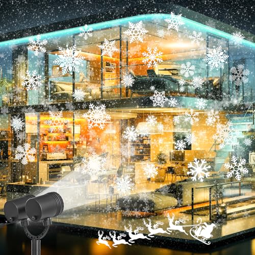 Schneeflocken Projektor Licht, Schneeflocke LED Weihnachtslicht Projektor - Wasserdichte Feiertagsdekorationen für Außen Hof und Haus